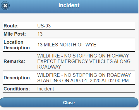 MDT incident no stopping on US-93 north of Wye